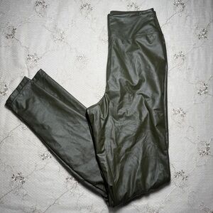 Aerie Olive Green Pleather Leggings – High Rise, Size Medium